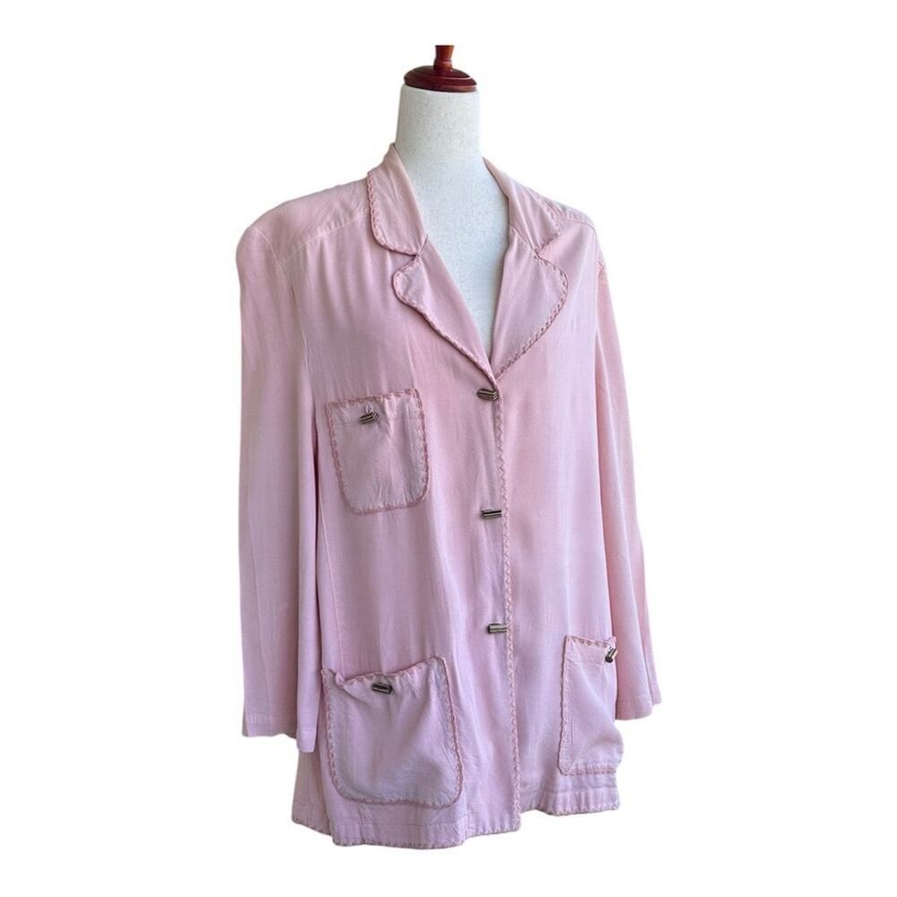 Johnny Was Pastel Blush Pink Vintage Tencel Jacket Boho Dusty Rose Layers L